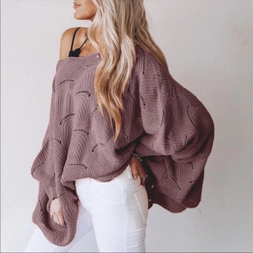 #33 Cozy Oversized Batwing Sleeve Sweater Top - Picture 8 of 13